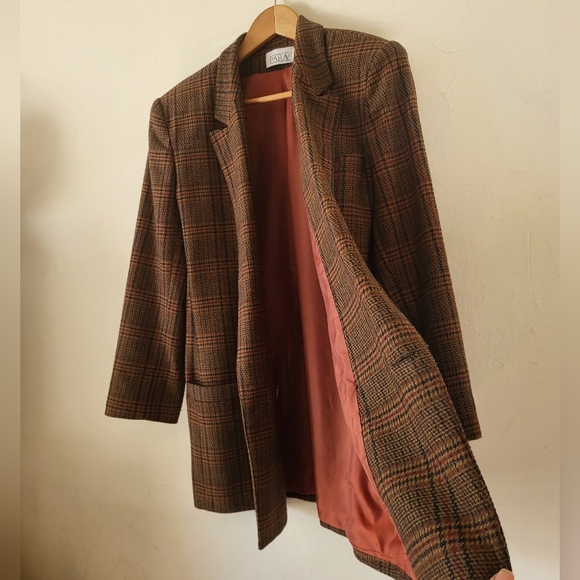 Vintage Para Double Breasted Wool Blend Plaid Blazer Size 10 - Picture 10 of 16